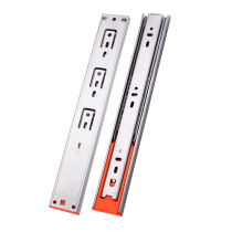 Thickened stainless steel drawer track furniture guide rail damping buffer black slide 3 three silent ball slide slide