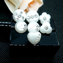 12mm white resin with diamond buttons Rhinestone buttons Flower-shaped blouse buckle chiffon shirt skirt children trim buckle