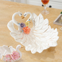 Swan fruit plate living room creative ornaments coffee table simple storage ceramic candy plate decorations ashtray modern