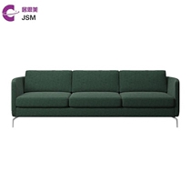 JSM Nordic modern simple light luxury fabric pull buckle three-person sofa Villa PU first layer cowhide single double sofa sofa