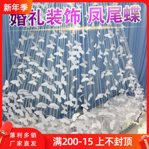 New wedding props phoenix tail butterfly White simulation butterfly window decoration ceiling pendant stage decoration supplies