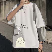 Cute dragon cat day series 70% sleeve T-shirt loose big code fat boy summer dress blouse high street short sleeve compassionate man