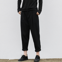 suin2020 Spring and Autumn Fashion Casual Neutral Tapered 9-point Small Feet Black Cotton Harlan Womens Pants Tide 8321