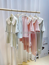 Pregnancy color 21 summer cotton ammonia jacquard cool short sleeve shorts pregnant women home clothing set short sleeve skirt