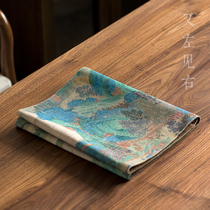 New Chinese style Chinese tea mat household double cotton linen table flag Zen waterproof tea table cloth fabric tea plate mat