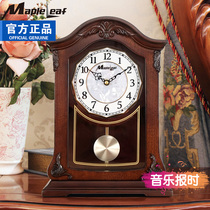 Maple solid wood table clock Living room clock mute pendulum clock Creative retro decorative clock large table clock ornaments