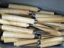 Wooden handle handmade tailor real leather shoes punching needle tap shoe repair toolkit