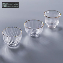 Touch Miss Pingmu gilt cup Japanese thick heat-resistant small teacup household simple glass