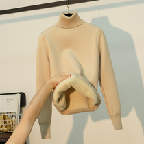 One velvet sweater women plus velvet thickened autumn and winter belly with knitted base shirt high collar ladies warm top