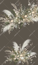 Wedding hand-painted floral outdoor White green Reed Thai nature material layered psd source file ins