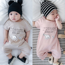 Newborn baby clothes summer net red jumpsuit male baby romper romper cotton princess summer pajamas female