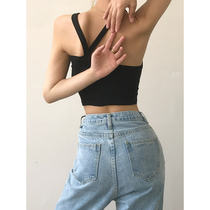 ACUP slung shoulder strap vest female 2021 summer new design sense niche backless short sleeve T-shirt ins tide