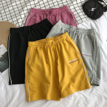 Five-point pants womens loose knee straight tube Hong Kong flavor sports shorts ins tide 2021 New wear bf Korean summer pants