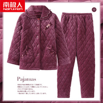 South Pole Coral Suede Nip Cotton Pyjamas Woman Autumn winter Three layers thickened with velvety mid-aged mom Big code Home Home Clothing