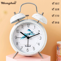 Henghui Fashion creative bedroom minimalist night light muted small alarm clock Students use cartoon Loud Alarm Bells Children Alarm Clock