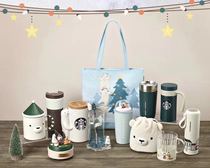 Korea Starbucks 2019 Christmas Polar Bear Glass Mug Thermos Music Box Mixing Rod