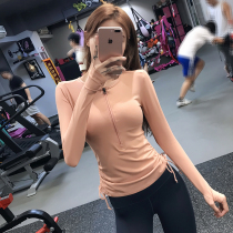 Fitness Girl Semi-Zip Tight Fit Skinny Exercise Blouse Autumn Winter Running Long Sleeve Elastic Yoga Uniform Speed Dry Mesh Red