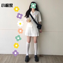 Fashion dress women Summer new hot girl school uniform small flower short sleeve shirt pleated skirt student two-piece set