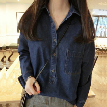 Korean version of thin princess style jacket foreign style design sense niche denim shirt female retro Hong Kong flavor long sleeve shirt autumn