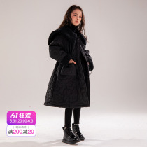 Rain Star Rain Girl Child cotton clothes Long Thickened Winter Clothing Jacket 2021 New Ocean Gas Children Great Fur Collar Cotton Clothing
