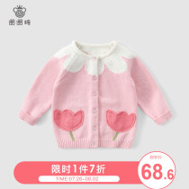 Girls knitted cardigan spring and autumn new childrens knitted sweater outside the baby baby sweater Childrens wild jacket