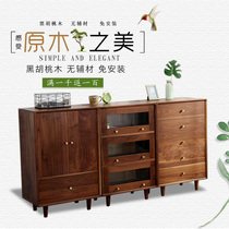 Solid wood sideboard Nordic wine cabinet multifunctional black walnut wood locker eco-friendly with door cupboard restaurant floor cabinet