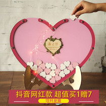 Wedding wedding love wood chips sign in solid wood photo frame festival supplies signature book Creative