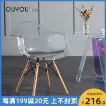 Simple transparent dining chair Plastic chair without armrest Crystal chair Nordic creative backrest Net red makeup stool negotiation chair