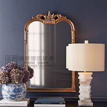 Eurostyle Vintage Retro Wood Carved Bathroom Mirror Toilet Wash Toiletries Dresser dressings Makeup Mirror Genguan Fireplace hanging mirror Customized