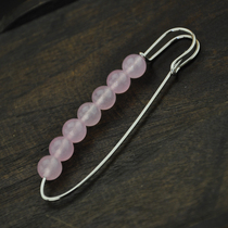 Retro pink chalcedony bead brooch pin sweater scarf accessories National style Korean fashion men and women handmade accessories