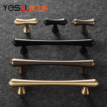 Elegant Nordic wind pure copper wardrobe door handle light lavish cabinet door cupboard drawers American retro door handle brass