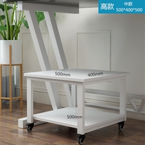 Mini living room white simple base printer shelf floor double layer simple table pulley moving labor-saving