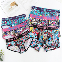 Couple underwear pure cotton suit Couple male flat angle cartoon cute creative personality ladies plus size 200 kg fat MM