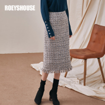 Luo Yi temperament small fragrant wind skirt winter dress new color slim bag hip lady hair Medium-length dress 01297