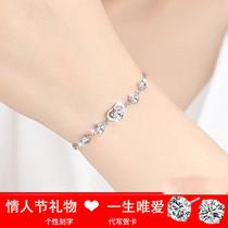 Jin Liufu 925 sterling silver bracelet female ins heart shape Japanese and Korean simple personality students send girlfriends birthday gifts