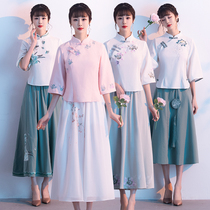 Hanfu womens Chinese style bridesmaid dress 2021 new small man can usually wear Chinese sister group dress Cheongsam skirt