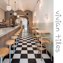 Nordic simple modern black and white gray solid color bright matte non-slip floor tiles Kitchen bathroom balcony tiles