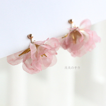 Original hand-made flower Moren line earrings Super immortal ear clip female cold trend temperament