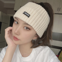 Four seasons with sports head hoop Korea lns letter wide side wash face hair with casual pure color head decorated headgear woman