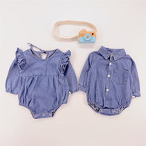 Cowboy Karl Baby Man Out Metal Baby Clothing Triangle Climbing Girl Baby Spring Outside Clothing