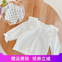 Doll collar shirt toffee Western style 1 girls baby baby girl child bottoming shirt shirt kids tops