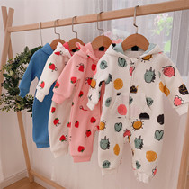 Baby Linked Sweater Zipper Hat Double Clothing Gary Spring Clothes Out Clothes Baby Spring and Autumn Costumes