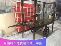 Christmas retro log movable trolley hotel winery Farm old wine display car show car