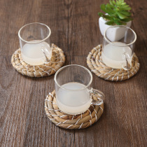 KENS Import Round Grass Choreography Insulation Mat Decoration Cushion Cup Mat tea Set Prop Cushion Retro Tea Cup Mat