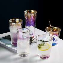 Colorful glass creative personality gold rim hammer eye pattern Cup household Tea Cup Cup drink cup juice cup set