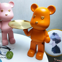 New product light luxury violent bear ornaments creative glasses mid-island display storage tray window counter decoration rack