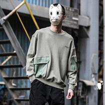 Spring hip hop tide multipocket round collar head jacket mens new casual loose couples coat