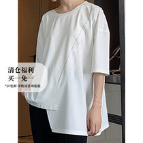 SOULKISS high-quality irregular design summer half-sleeve loose white t-shirt top female