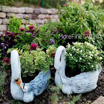 Model garden] Swan flower pots do old swan pots Gray swan flower pots garden balcony courtyard decoration