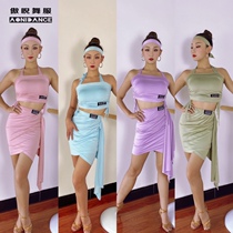 Pride dance dress new A38 Latin dance candy color series pleated drooping skirt rear split skirt